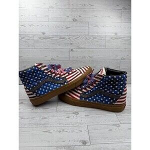VANS Sk8 Hi American Flag RARE HighTop Sneakers Red White Blue Mens Sz 11.5 #149